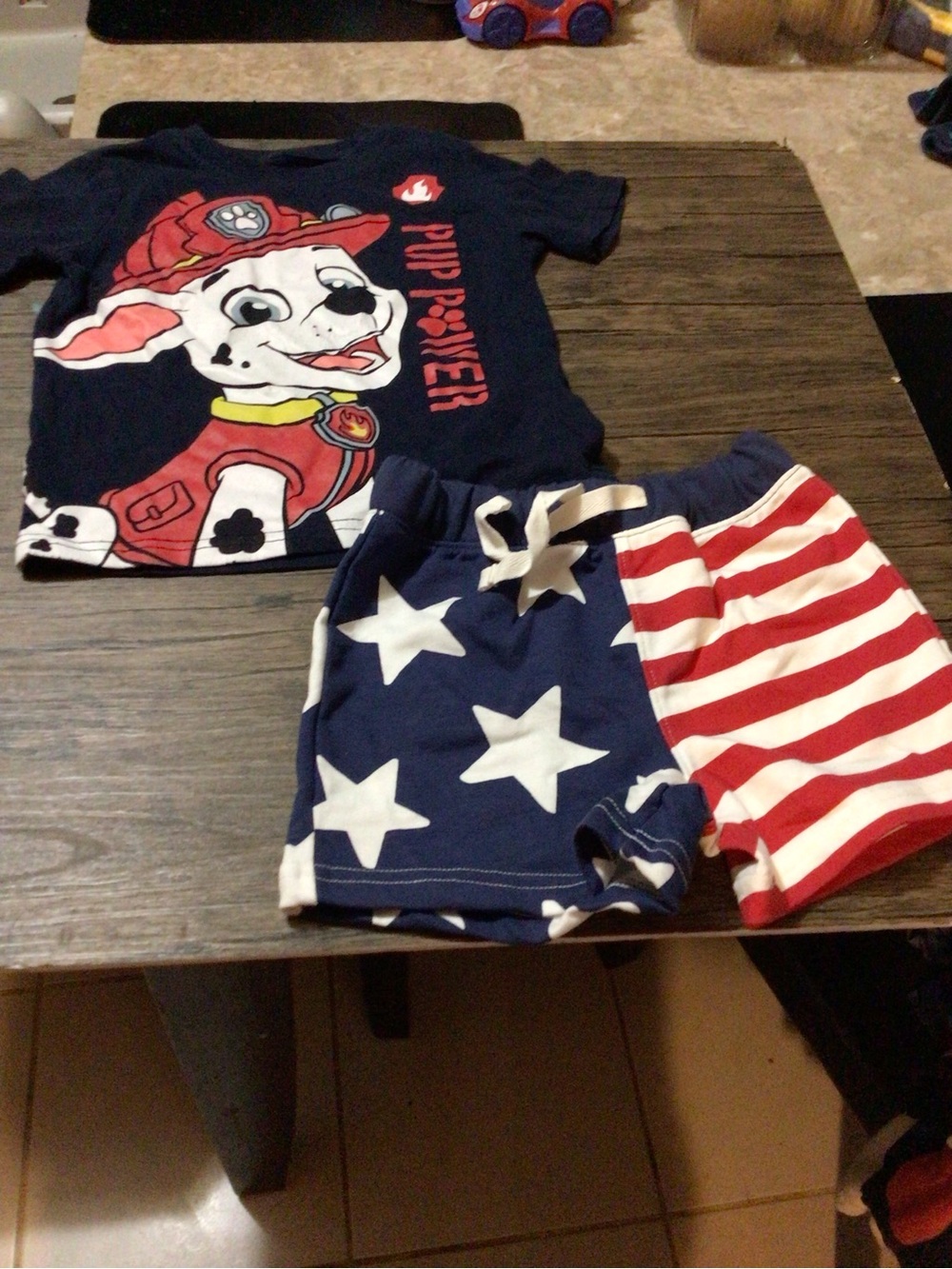 Kids Navy Paw Patrol 'Pup Power' Short PJ Set with Stars & Stripes Shorts